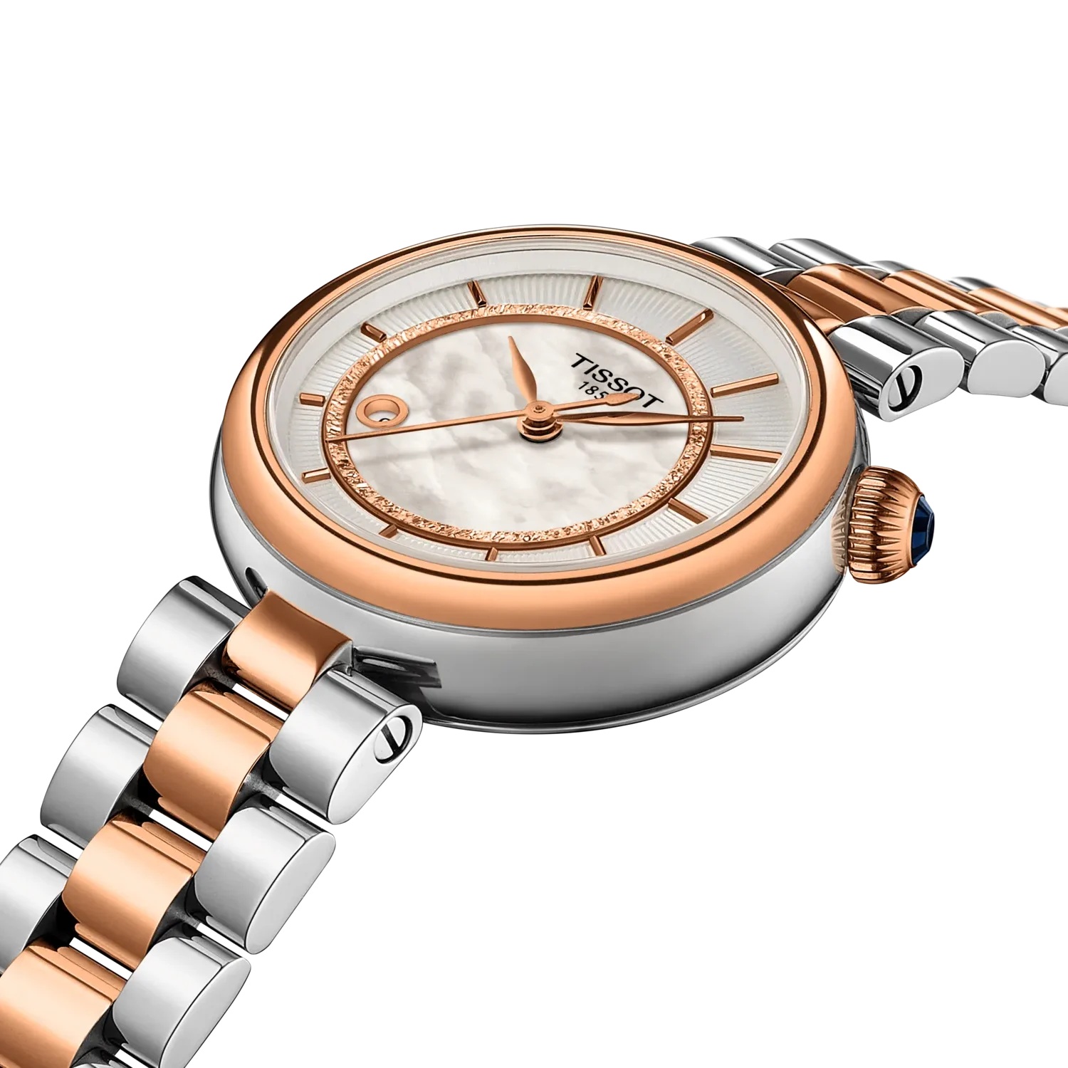 TISSOT Desir Automatic White Pearl Dial 28mm Two Tone Rose Gold Stainless Steel Bracelet T152.207.22.111.00 - 3