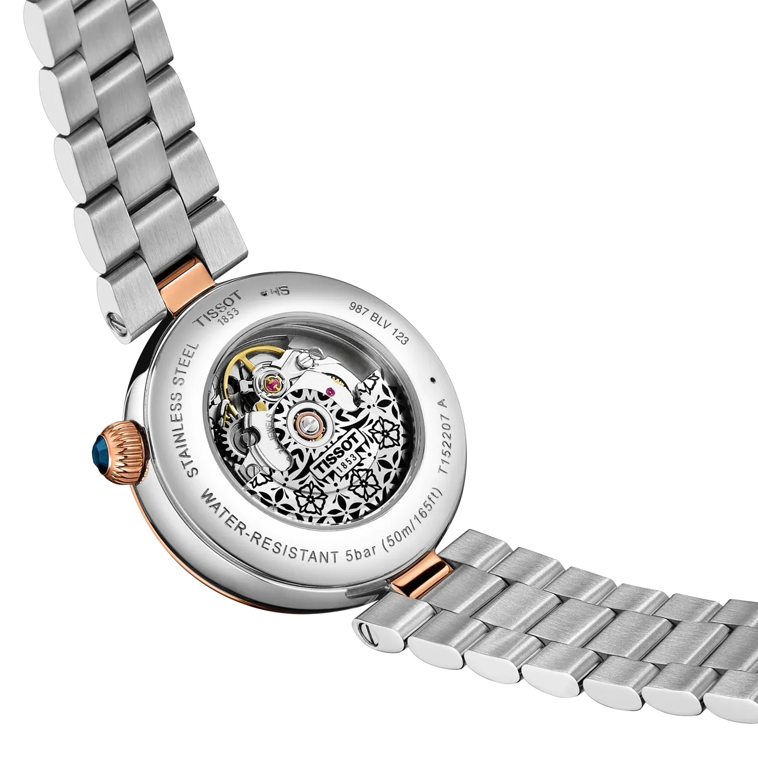 TISSOT Desir Automatic White Pearl Dial 28mm Two Tone Rose Gold Stainless Steel Bracelet T152.207.22.111.00 - 4