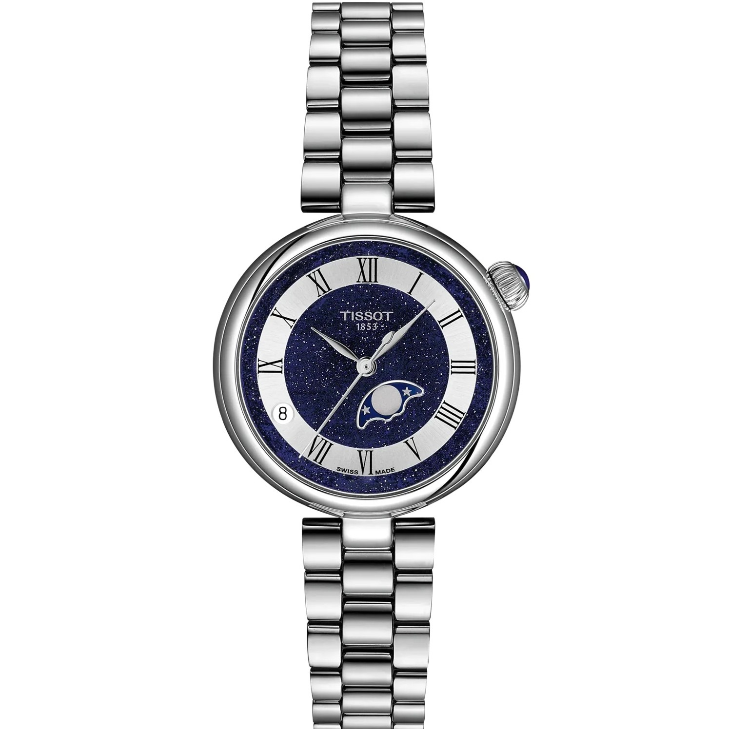 TISSOT Desir Moonphase Midnight Blue Dial 29.6mm Silver Stainless Steel Bracelet T152.223.11.493.00 - 