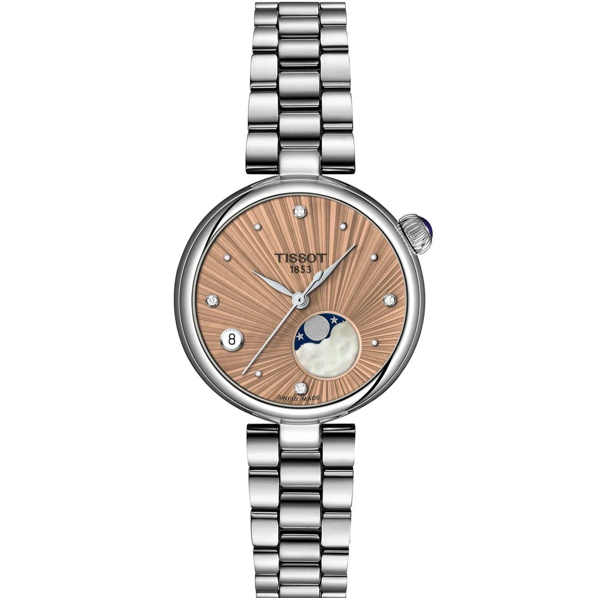 TISSOT Desir Moonphase Champagne Dial with Diamonds 29.6mm Silver Stainless Steel Bracelet T152.223.11.546.00 - 