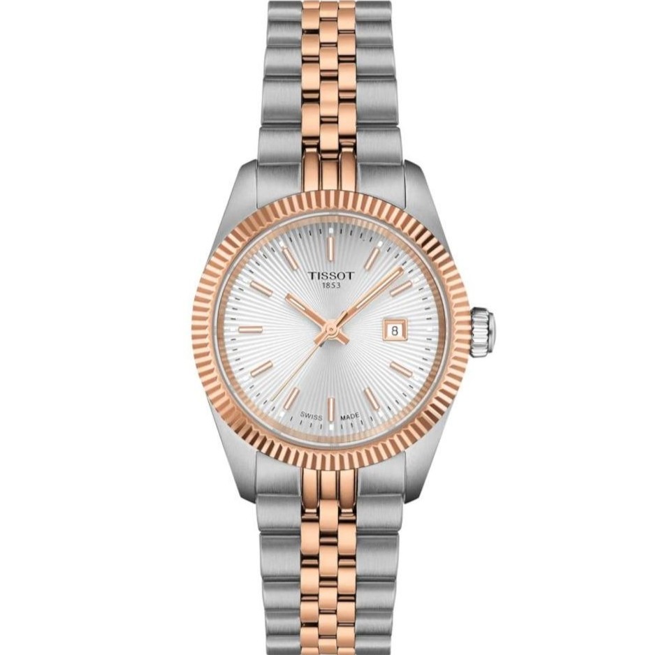 TISSOT Ballade Silver Dial 30mm Two Tone Rose Gold Stainless Steel Bracelet T156.010.22.031.01 - 