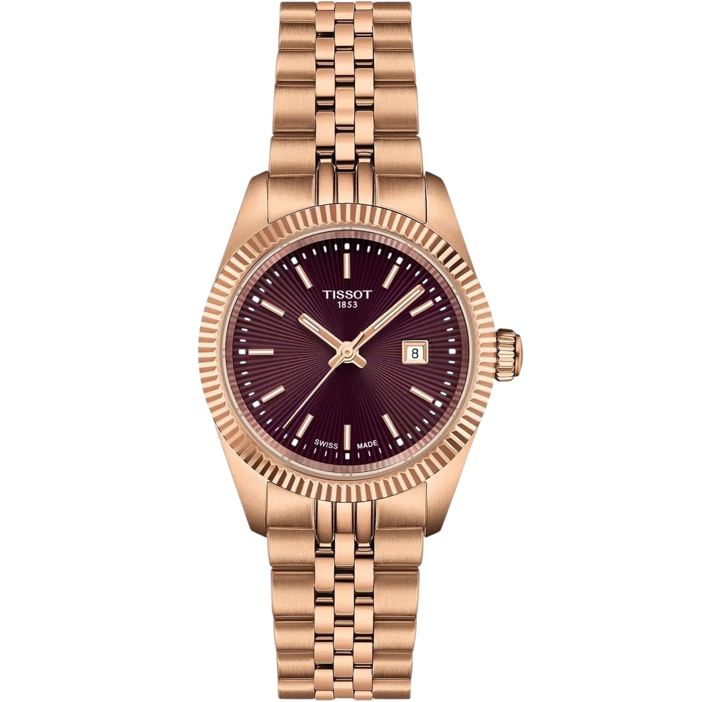 TISSOT Ballade Bordeaux Dial 30mm Rose Gold Stainless Steel Bracelet T156.010.33.371.00 - 