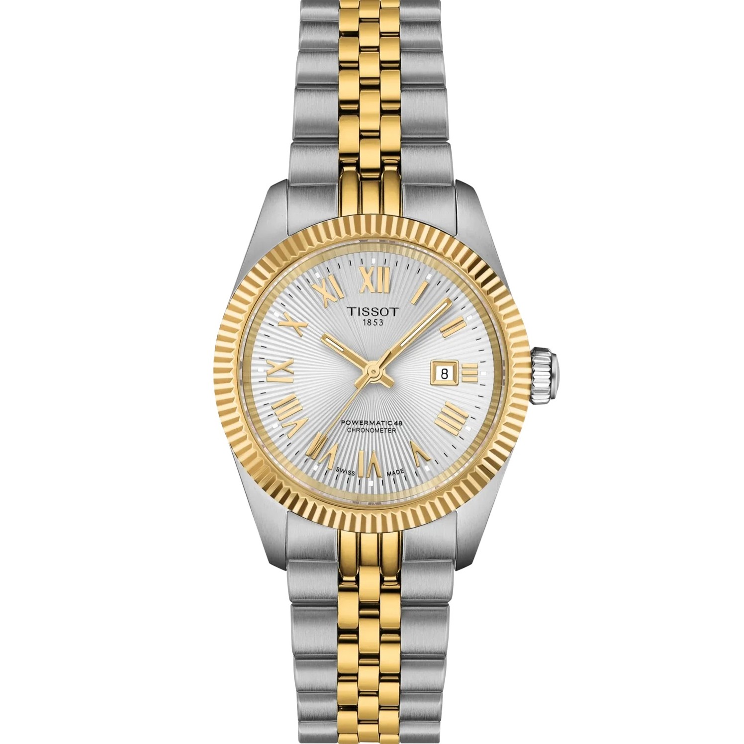 TISSOT Ballade Powermatic 48 COSC Silver Dial 30mm Two Tone Gold Stainless Steel Bracelet T156.208.22.033.01 - 