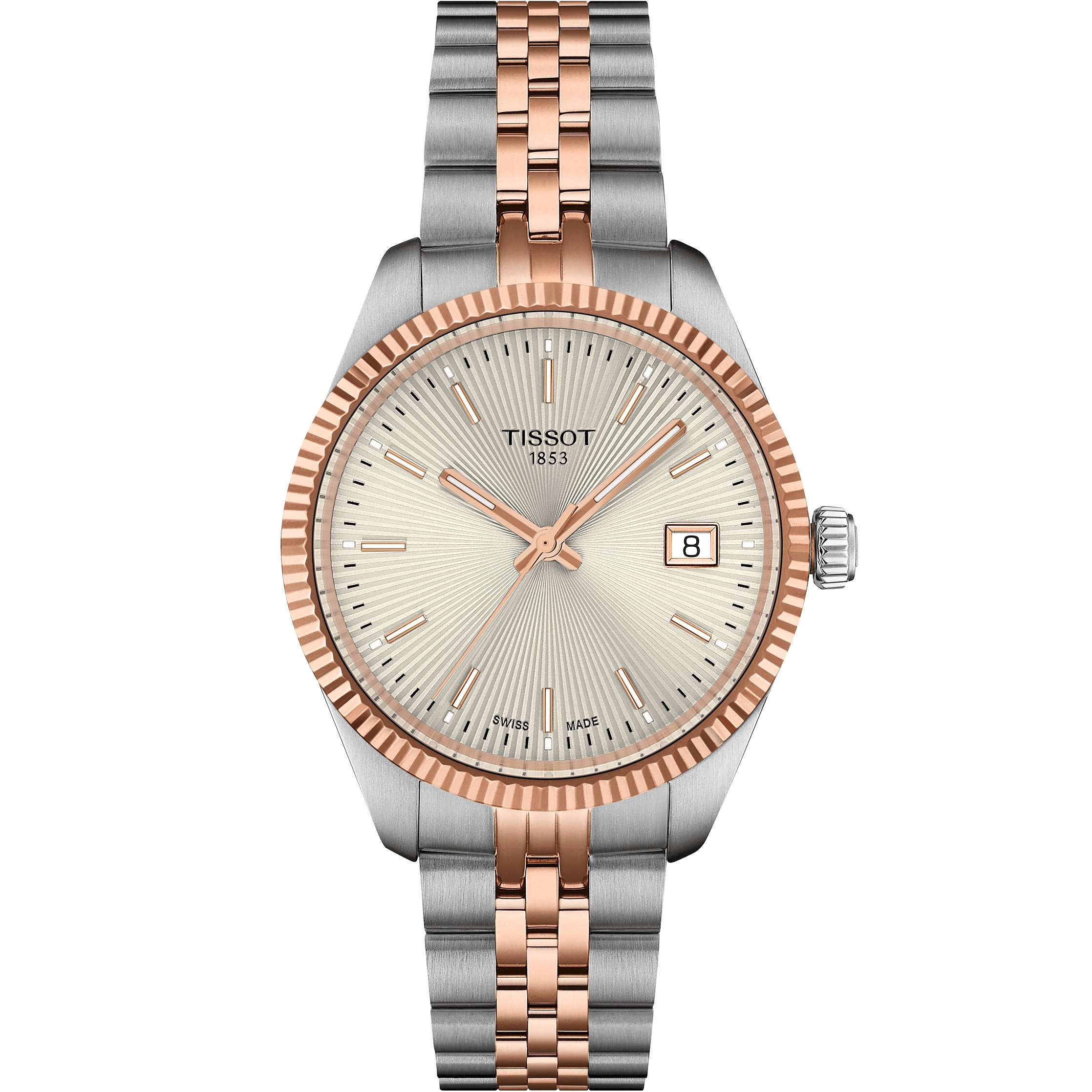 TISSOT Ballade Silver Dial 34mm Two Tone Rose Gold Stainless Steel Bracelet T156.210.22.031.01 - 