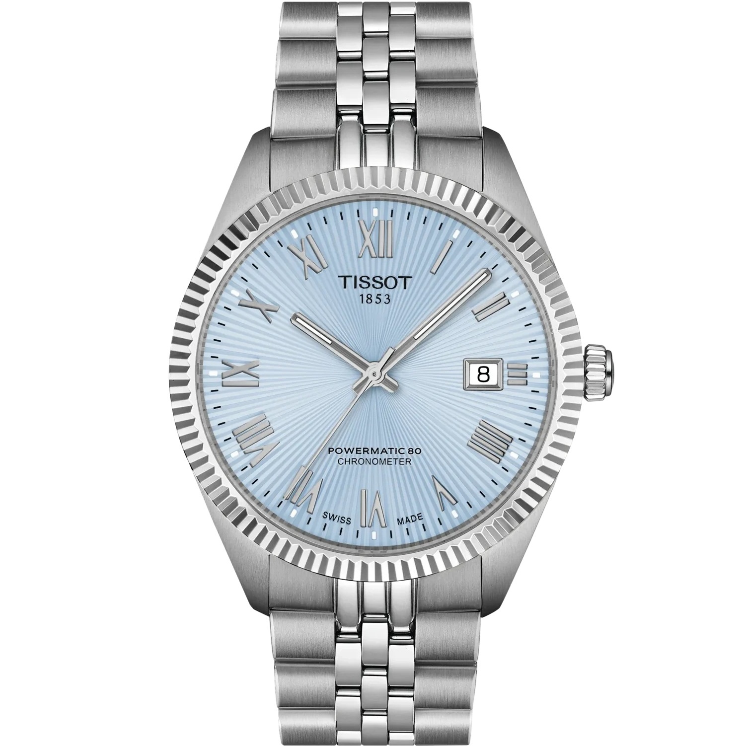 TISSOT Ballade Powermatic 80 COSC Ice Blue Dial 39mm Silver Stainless Steel Bracelet T156.408.11.353.00 - 