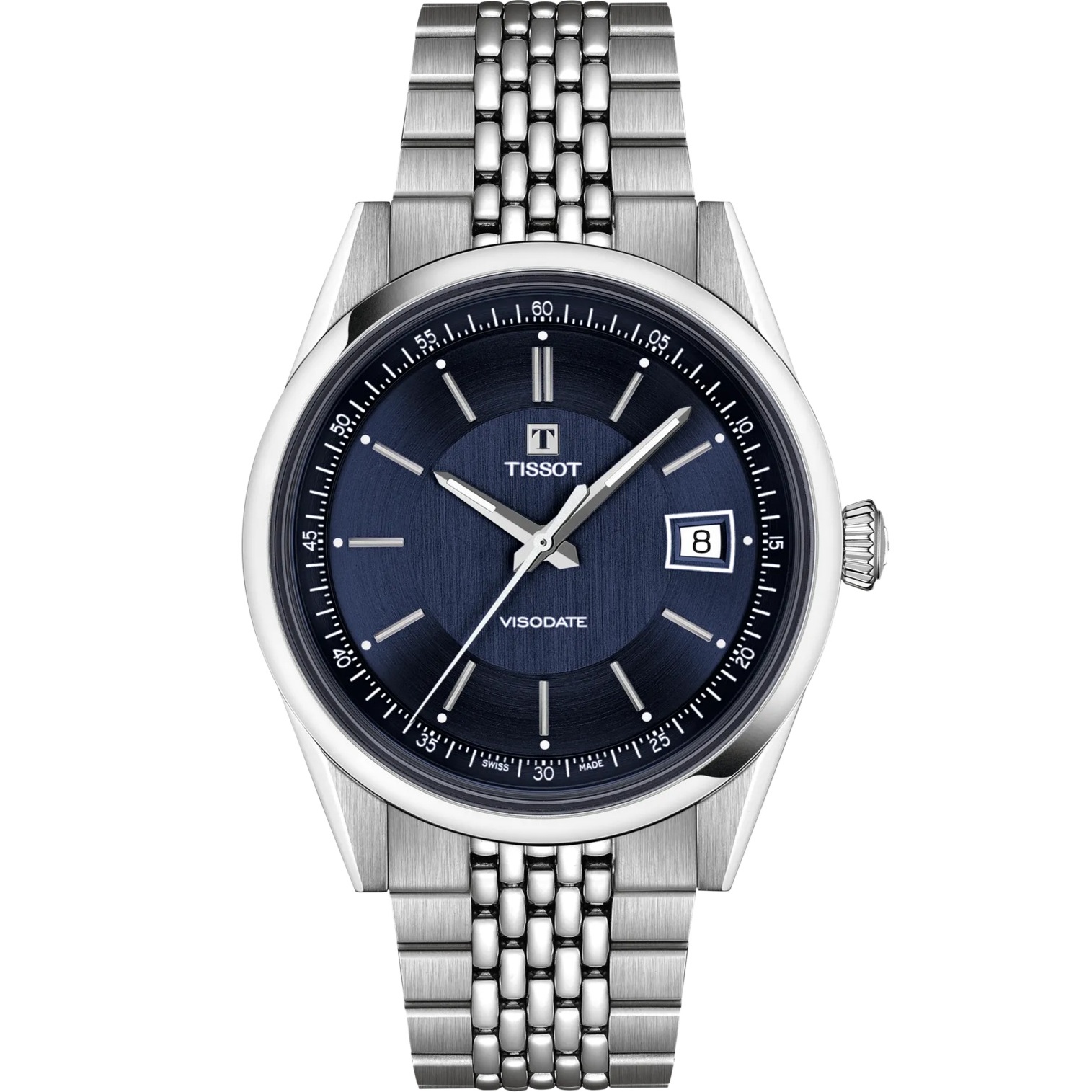 TISSOT Visodate Powermatic 80 Blue Dial 39mm Silver Stainless Steel Bracelet T157.407.11.041.00 - 
