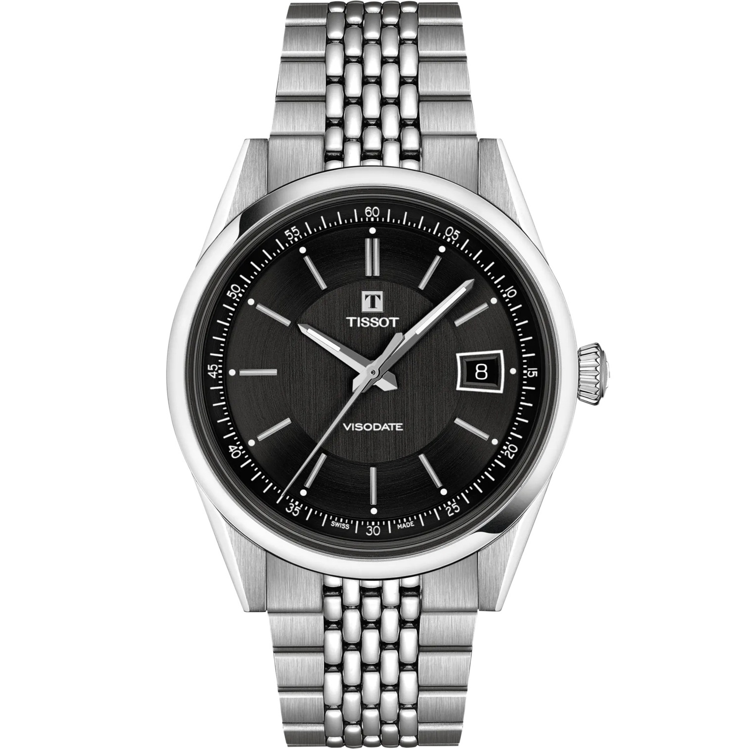 TISSOT Visodate Powermatic 80 Black Dial 39mm Silver Stainless Steel Bracelet T157.407.11.051.00 - 