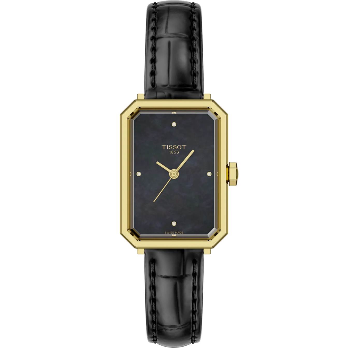 TISSOT SRV Lady's Black Dial 30mm Gold Stainless Steel Black Leather Strap T160.110.36.126.00 - 