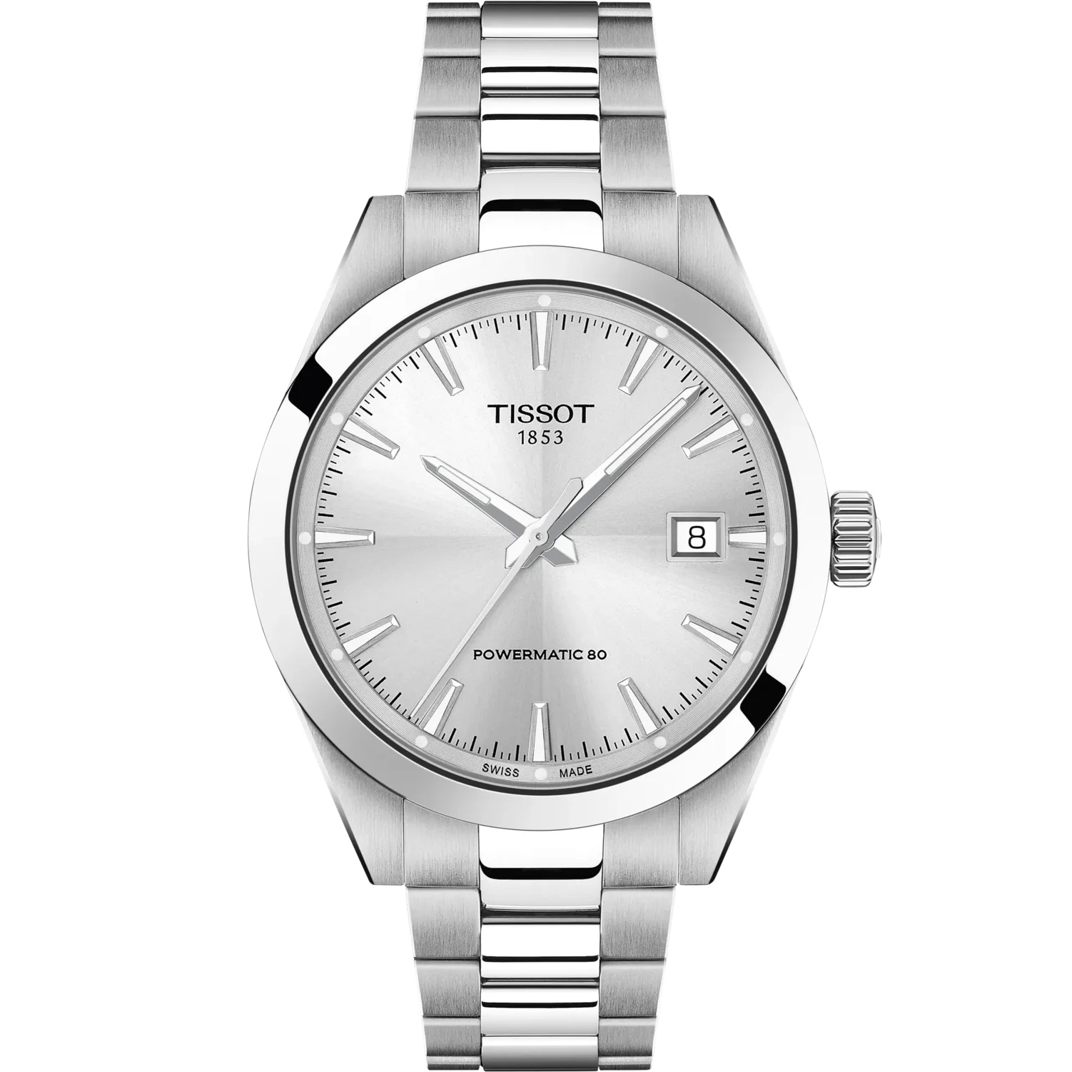 TISSOT Gentleman Powermatic 80 Silver Dial 38mm Silver Stainless Steel Bracelet T165.807.11.031.00 - 