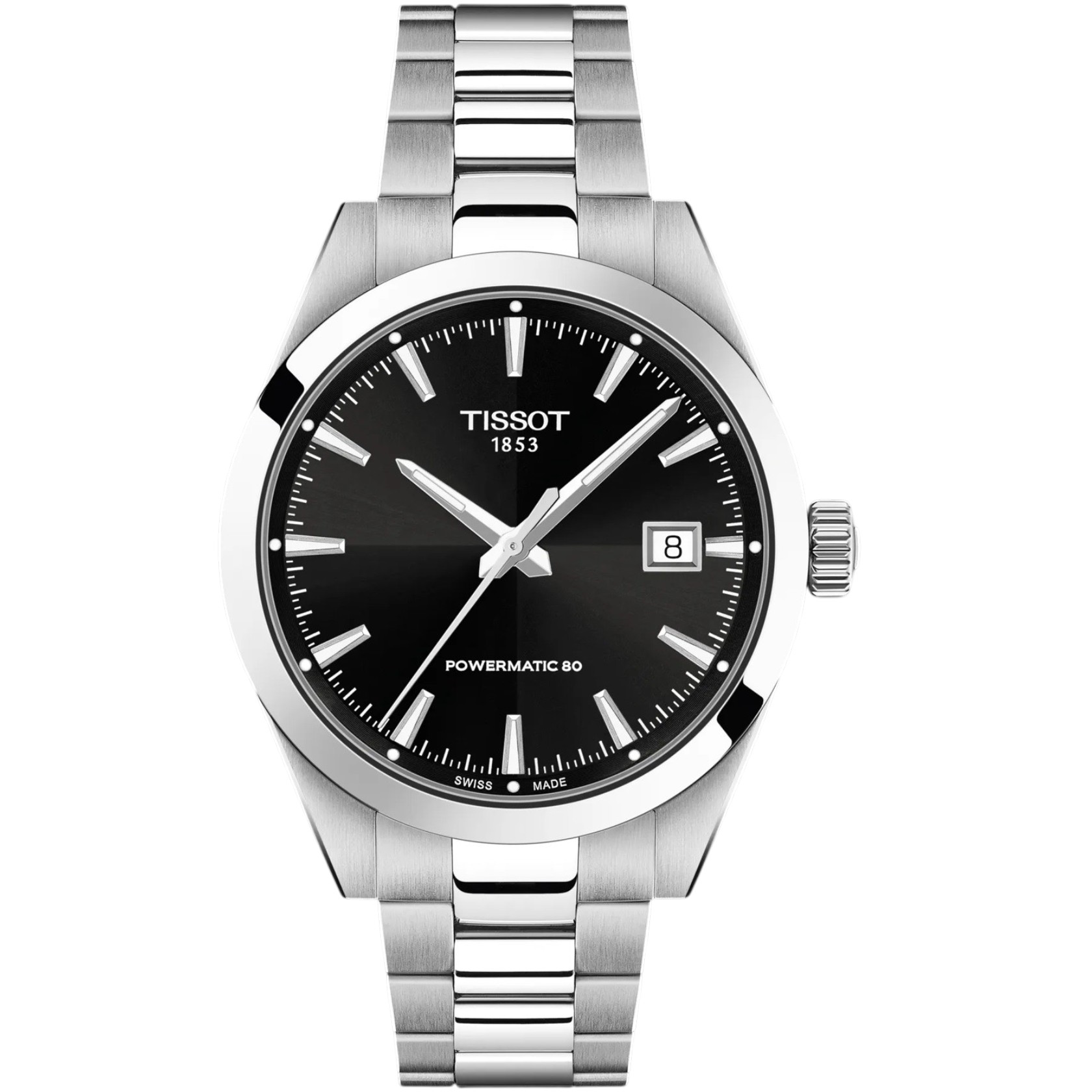 TISSOT Gentleman Powermatic 80 Black Dial 38mm Silver Stainless Steel Bracelet T165.807.11.051.00 - 