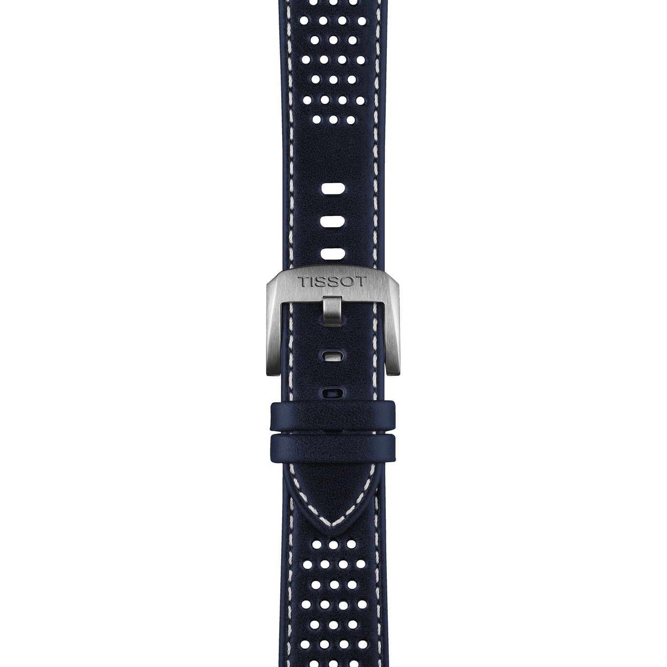 TISSOT Official PR 516 20-18mm Blue Leather Strap Silver Hardware T600050051 - 
