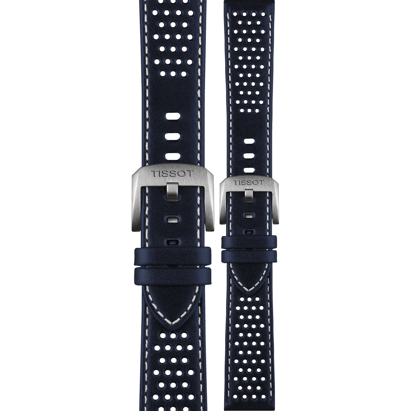 TISSOT Official PR 516 20-18mm Blue Leather Strap Silver Hardware T600050051 - 