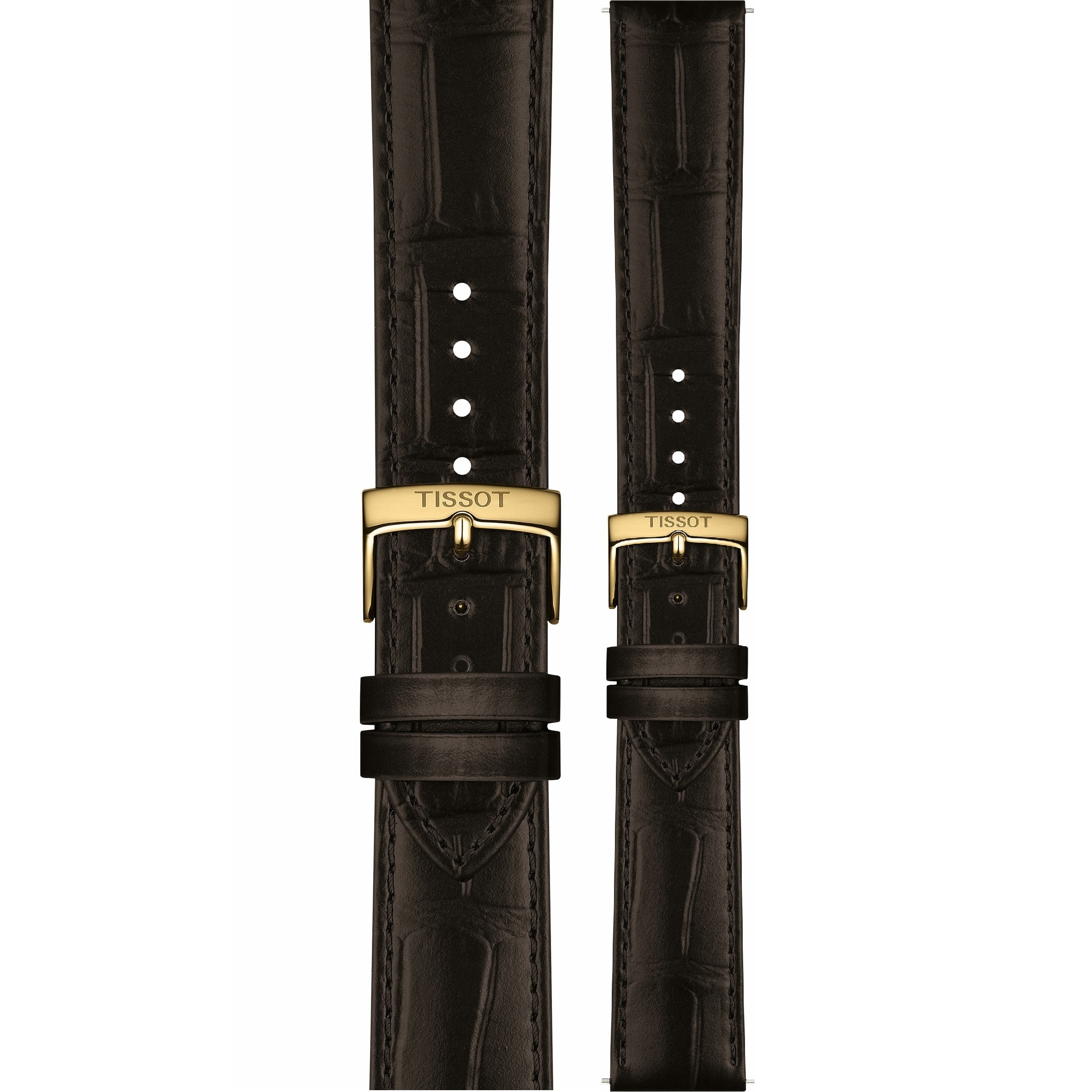 TISSOT Official Classic Dream 20-18mm Brown Leather Strap Gold Hardware T600051594 - 