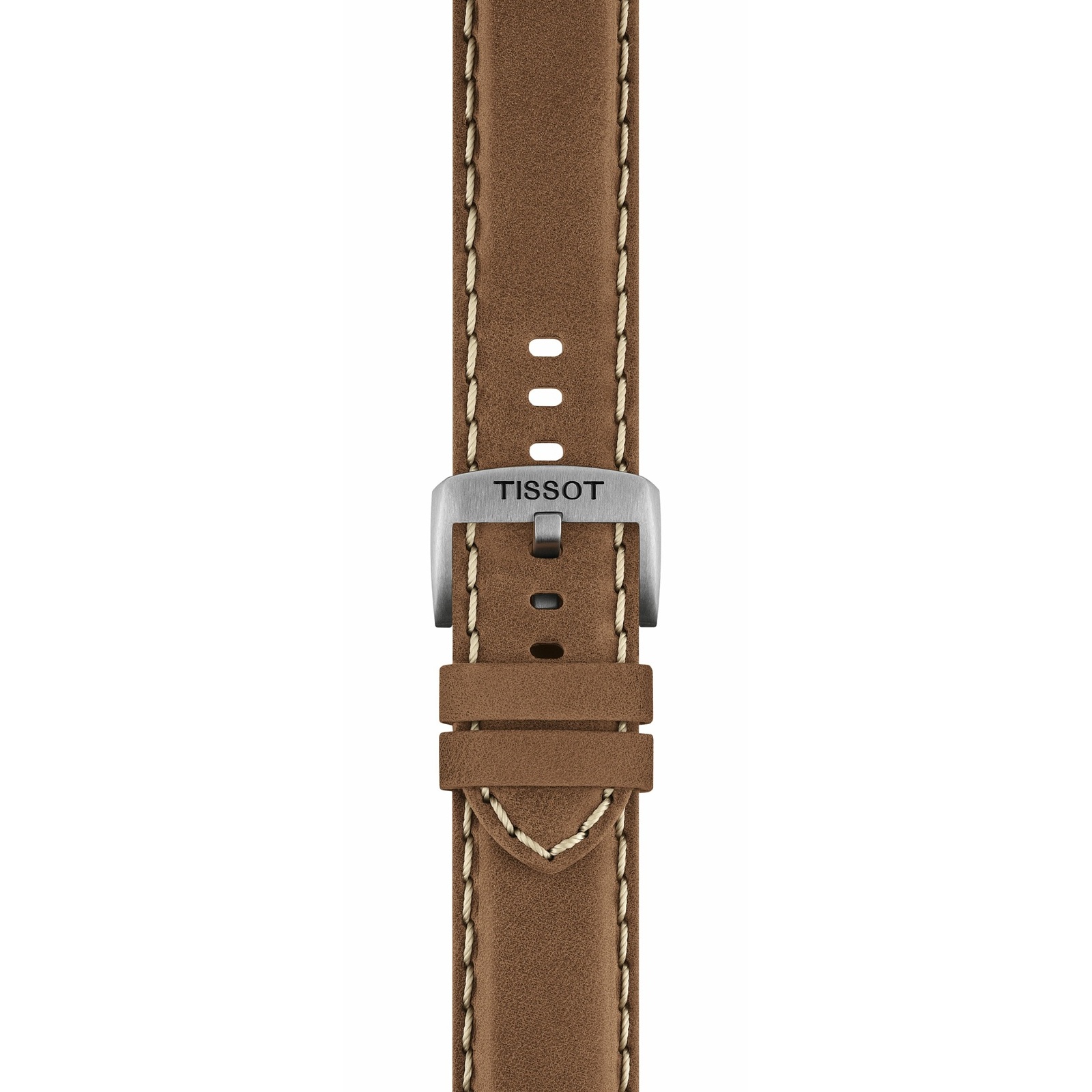 TISSOT Official 22mm Light Brown Leather Strap Silver Hardware T600052172 - 