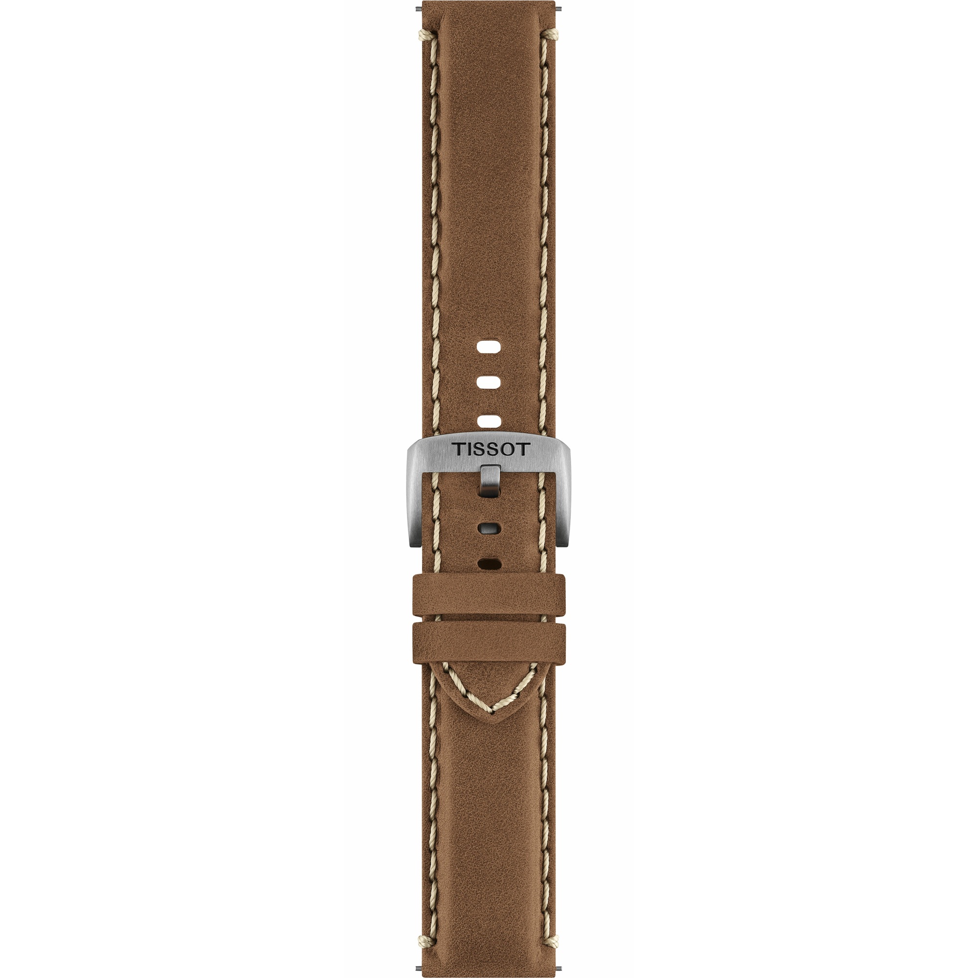 TISSOT Official 22mm Light Brown Leather Strap Silver Hardware T600052172 - 3