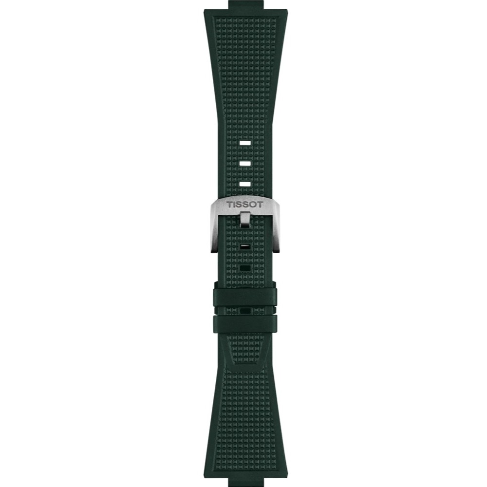 TISSOT Official PRX 40 Green Rubber Strap Silver Hardware T852050987 - 