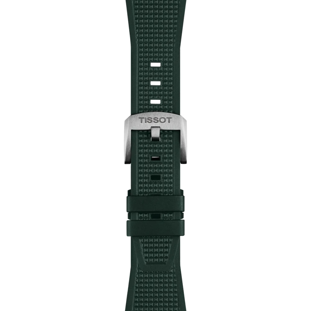 TISSOT Official PRX 40 Green Rubber Strap Silver Hardware T852050987 - 3