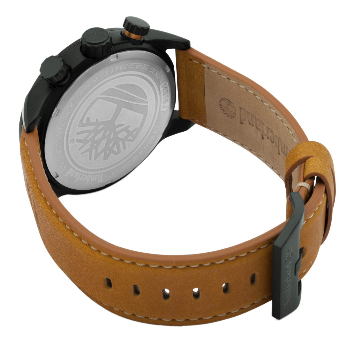 TIMBERLAND Henniker II Dual-Time Multifunction Black Dial 46mm Black Stainless Steel Brown Leather Strap TBL14816JLB02 - 3