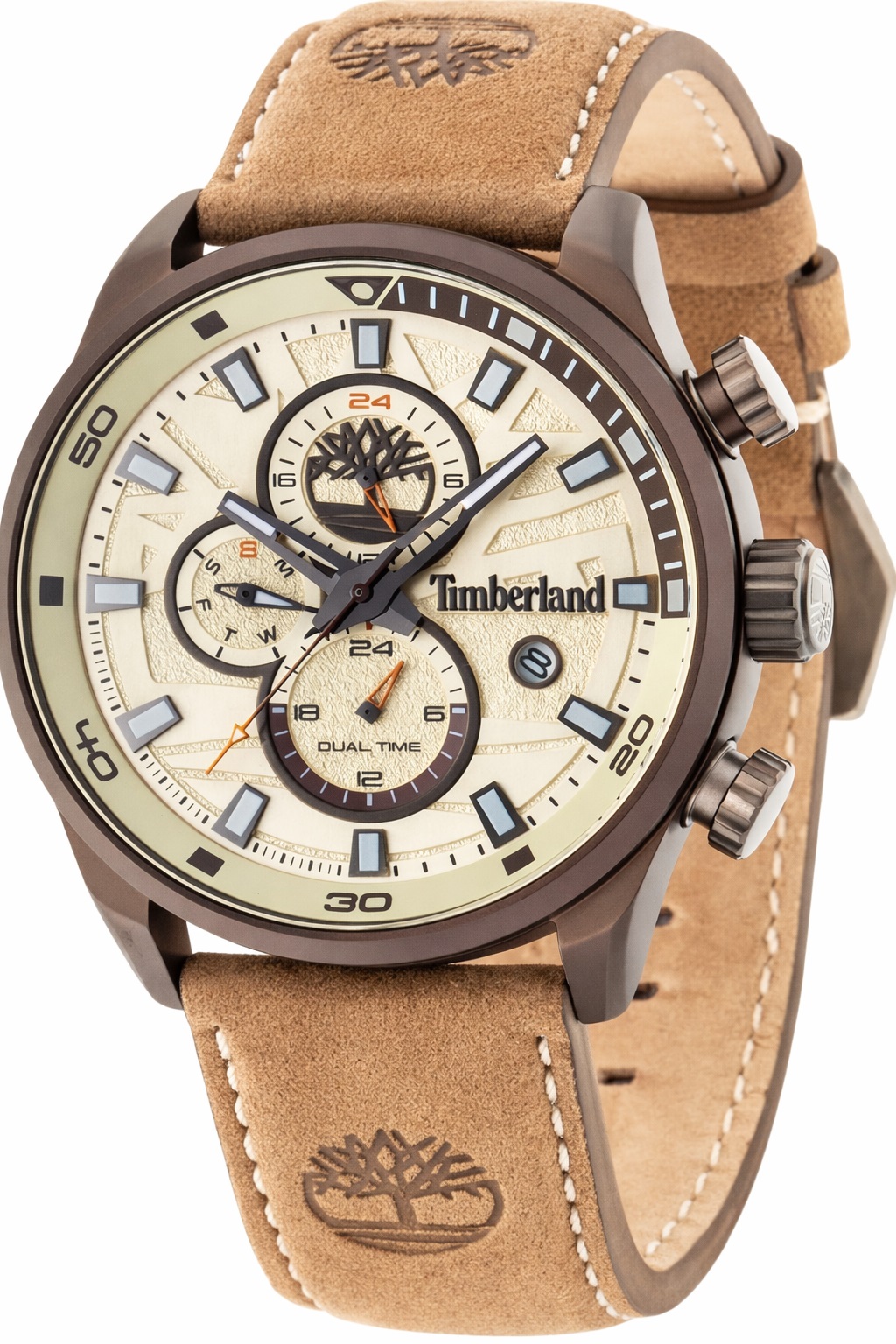 TIMBERLAND Henniker II Dual-Time Multifunction Beige Dial 46mm Bronze Alumimium Beige Strap TBL14816JLBN07 - 3