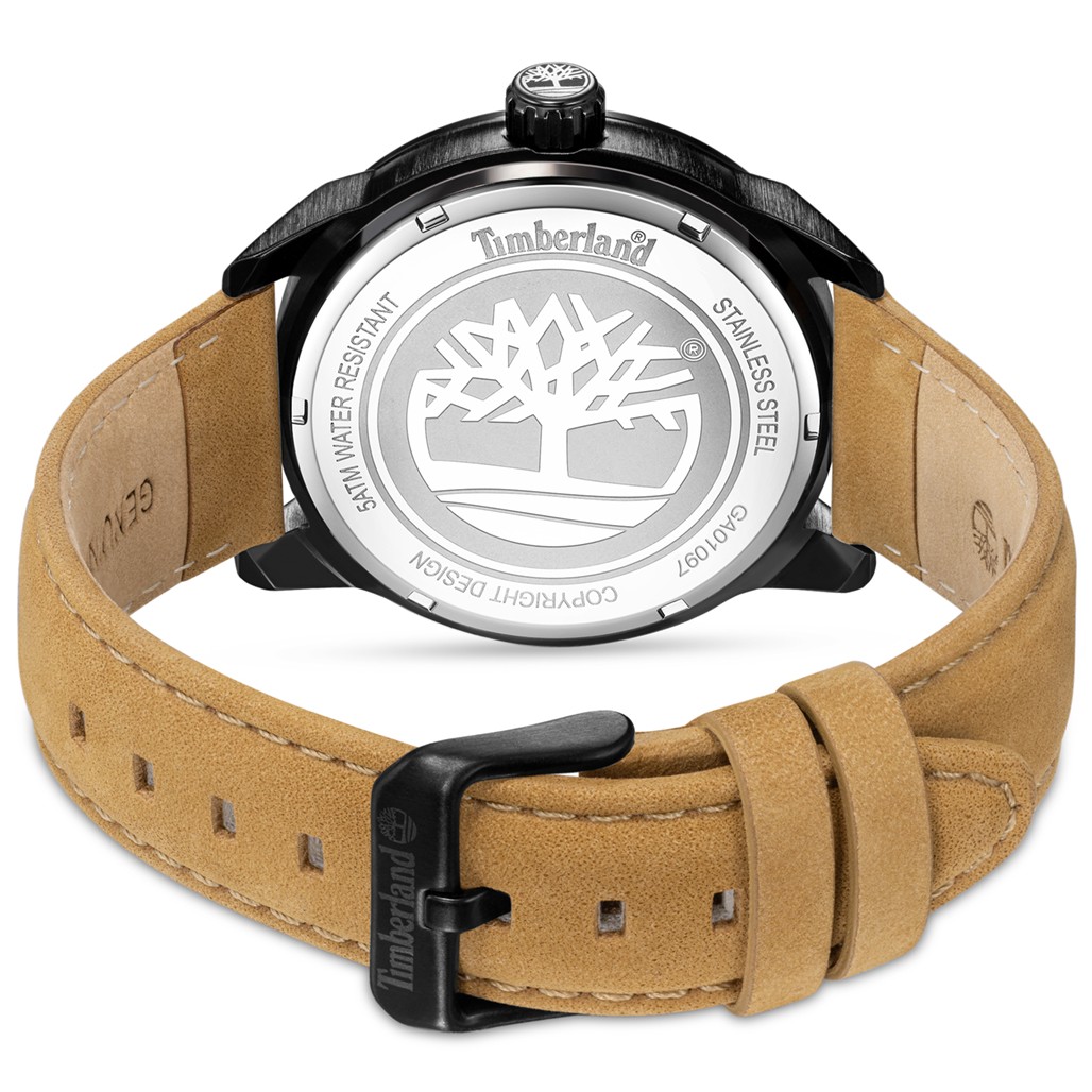 TIMBERLAND Small Henniker Black Dial 44mm Black Stainless Steel Beige Leather Strap TDWGA0109701 - 4