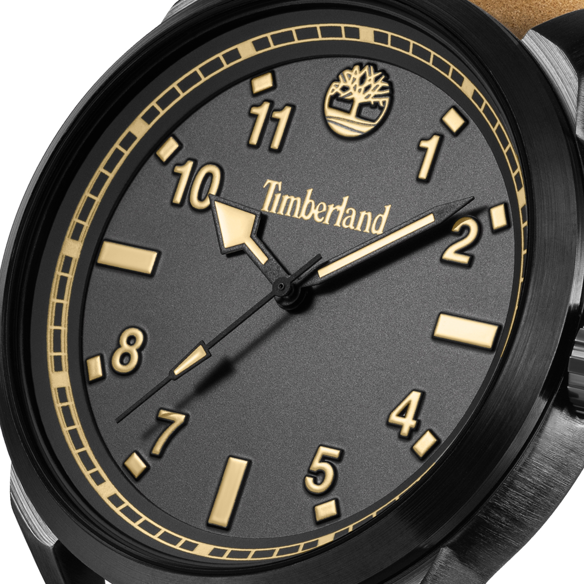TIMBERLAND Small Henniker Black Dial 44mm Black Stainless Steel Beige Leather Strap TDWGA0109701 - 5