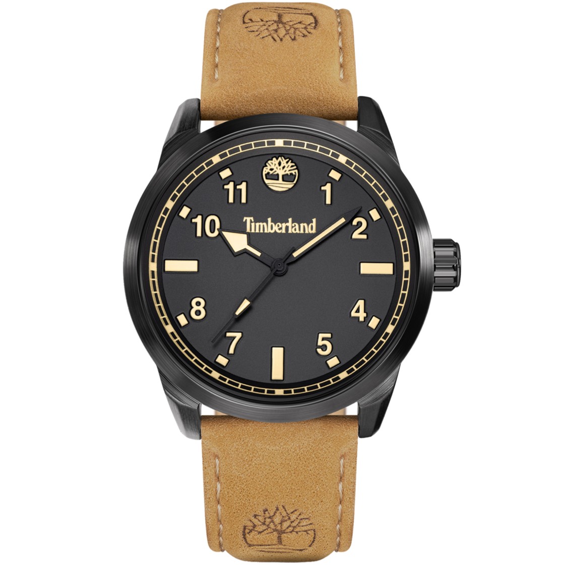 TIMBERLAND Small Henniker Black Dial 44mm Black Stainless Steel Beige Leather Strap TDWGA0109701 - 