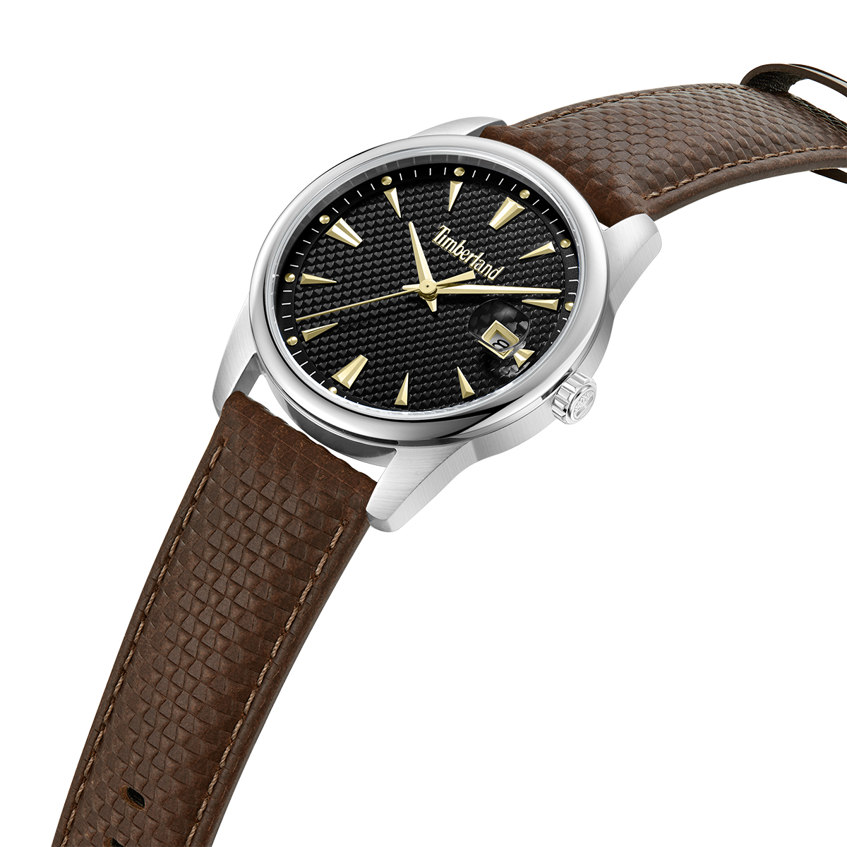 TIMBERLAND Jahscepi Black Dial 42mm Silver Stainless Steel Brown Leather Strap TDWGB0094602 - 