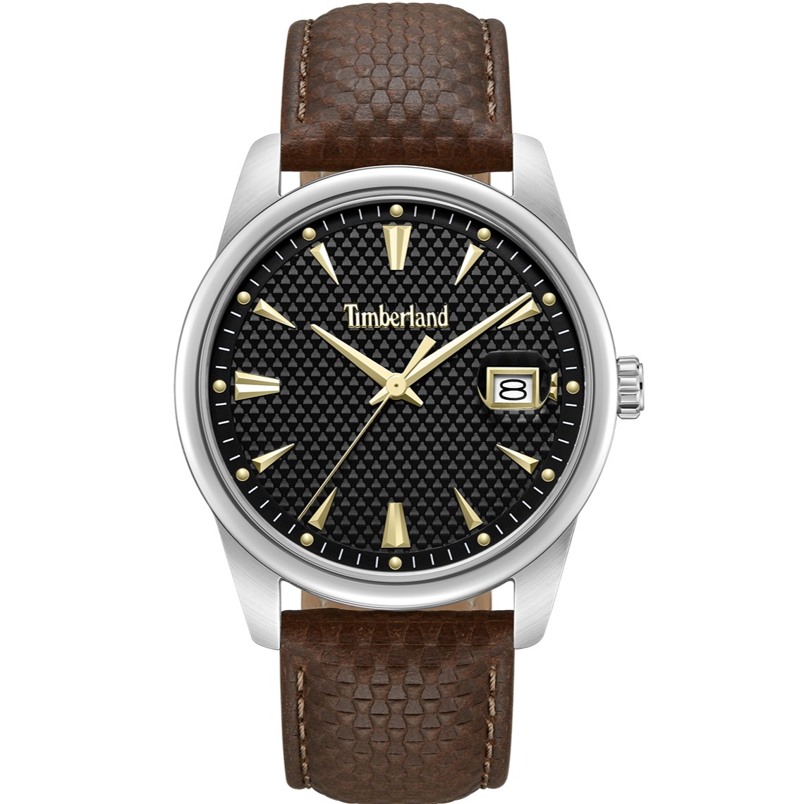 TIMBERLAND Jahscepi Black Dial 42mm Silver Stainless Steel Brown Leather Strap TDWGB0094602 - 