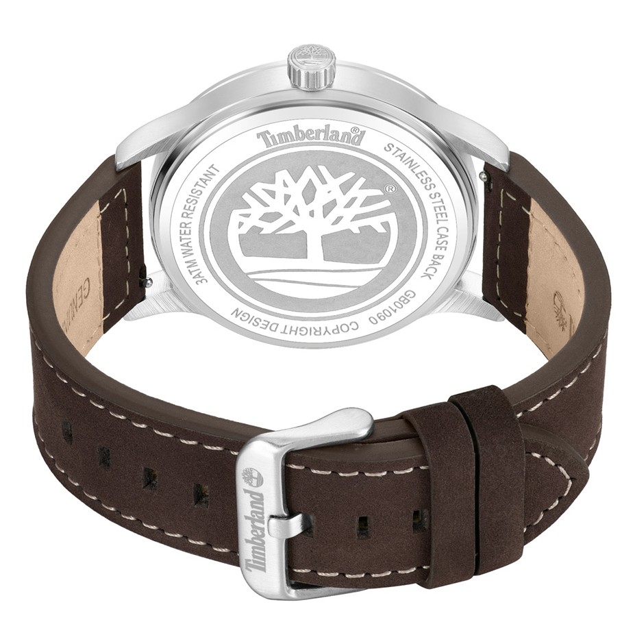TIMBERLAND Trumbull Black Dial 45mm Silver Stainless Steel Brown Leather Strap TDWGB0109003 - 4