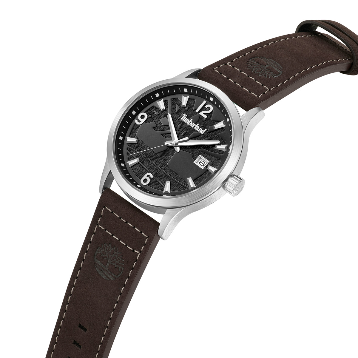 TIMBERLAND Trumbull Black Dial 45mm Silver Stainless Steel Brown Leather Strap TDWGB0109003 - 3