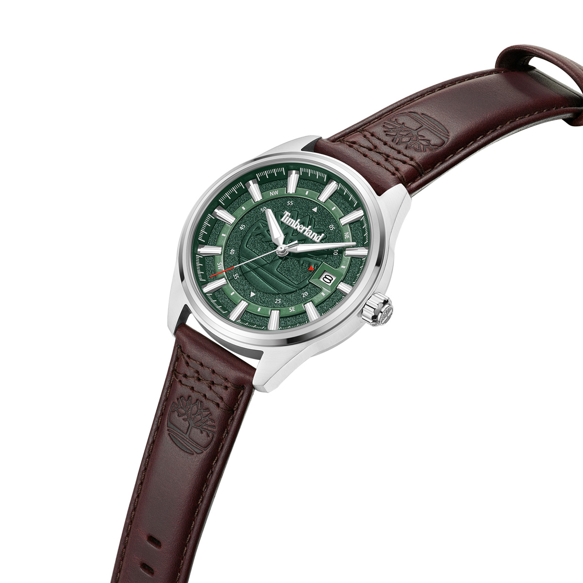 TIMBERLAND Small Northbridge Green Dial 43mm Silver Stainless Steel Brown Leather Strap TDWGB0109802 - 3