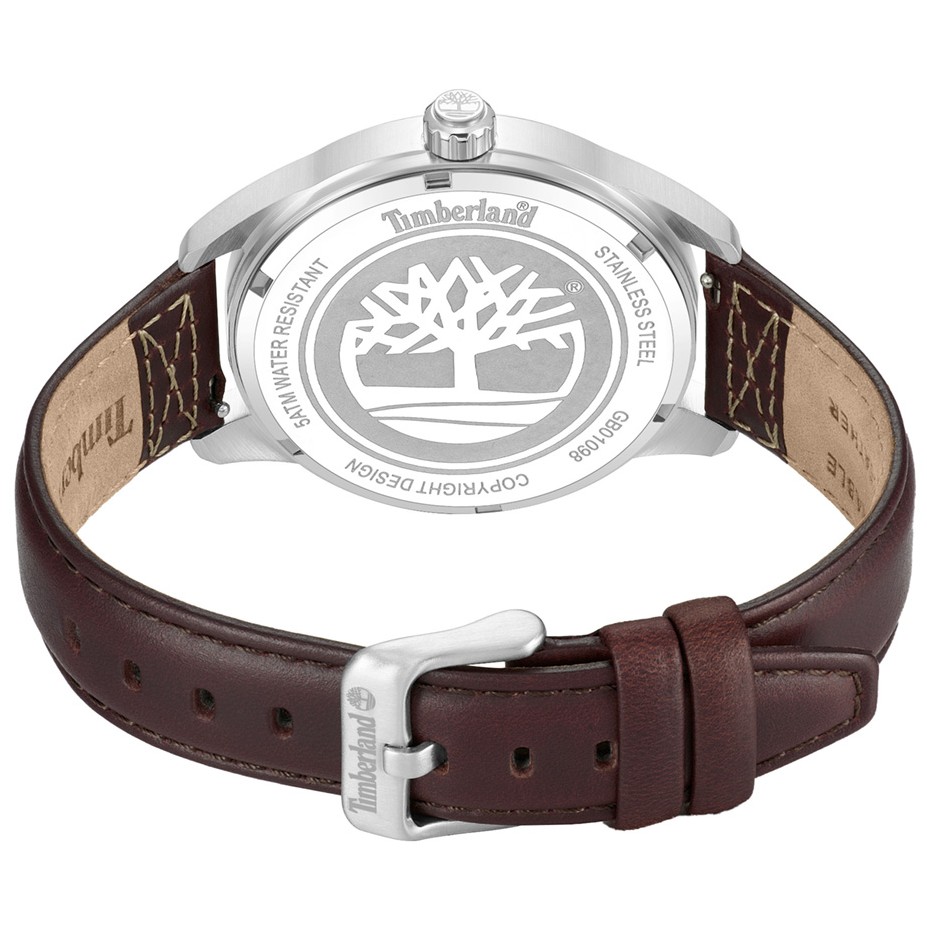 TIMBERLAND Small Northbridge Green Dial 43mm Silver Stainless Steel Brown Leather Strap TDWGB0109802 - 4