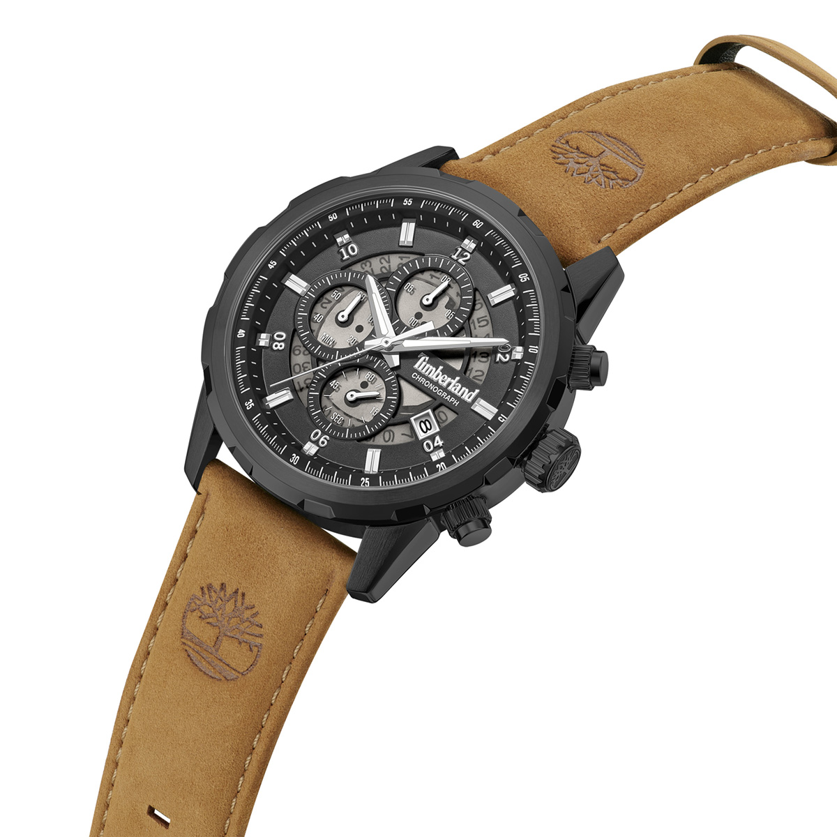 TIMBERLAND Hampton Harbour Chronograph Black Dial 46mm Black Stainless Steel Brown Leather Strap TDWGC0109101 - 3