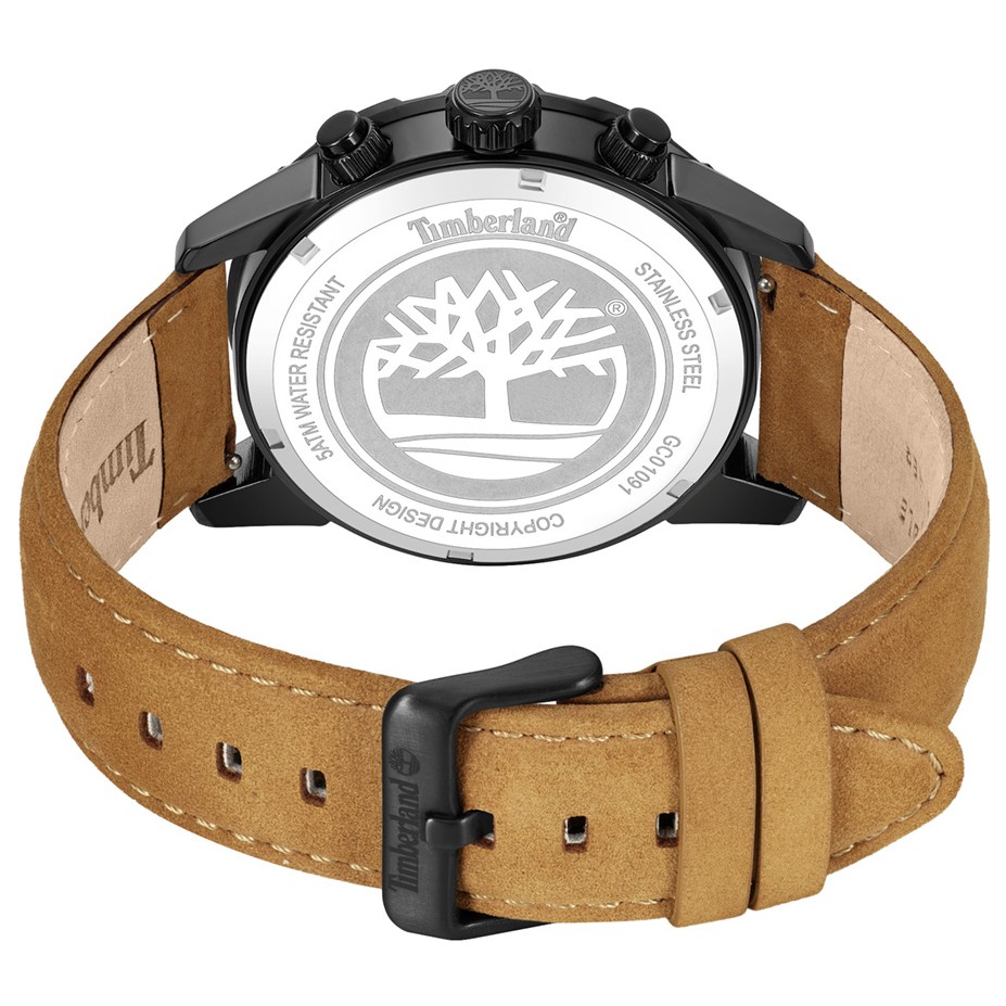 TIMBERLAND Hampton Harbour Chronograph Black Dial 46mm Black Stainless Steel Brown Leather Strap TDWGC0109101 - 4