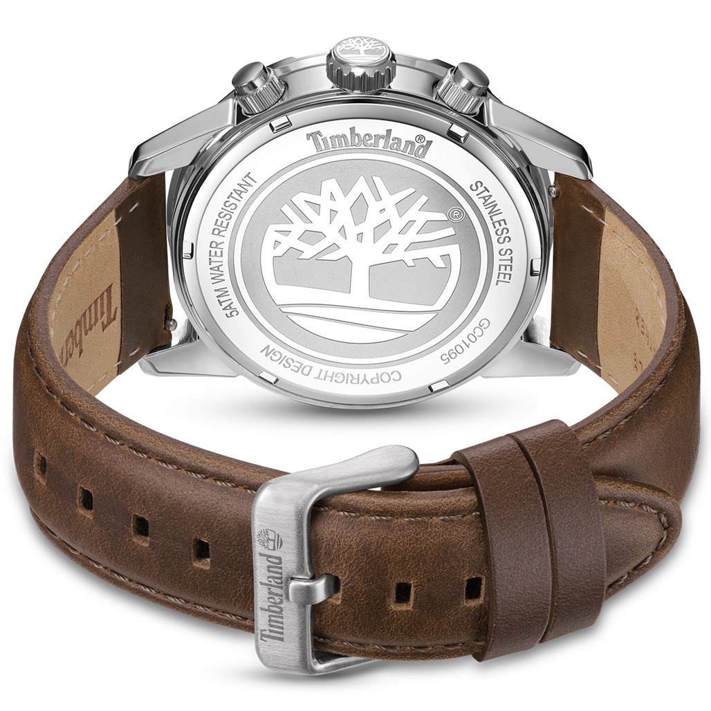 TIMBERLAND Hampton Harbour Chronograph Green Dial 46mm Silver Stainless Steel Brown Leather Strap TDWGC0109102 - 4