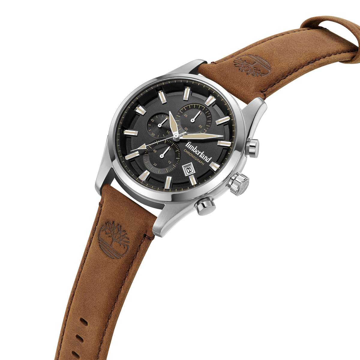 TIMBERLAND Ashmont Chronograph Black Dial 46mm Silver Stainless Steel Brown Leather Strap TDWGC0109301 - 3