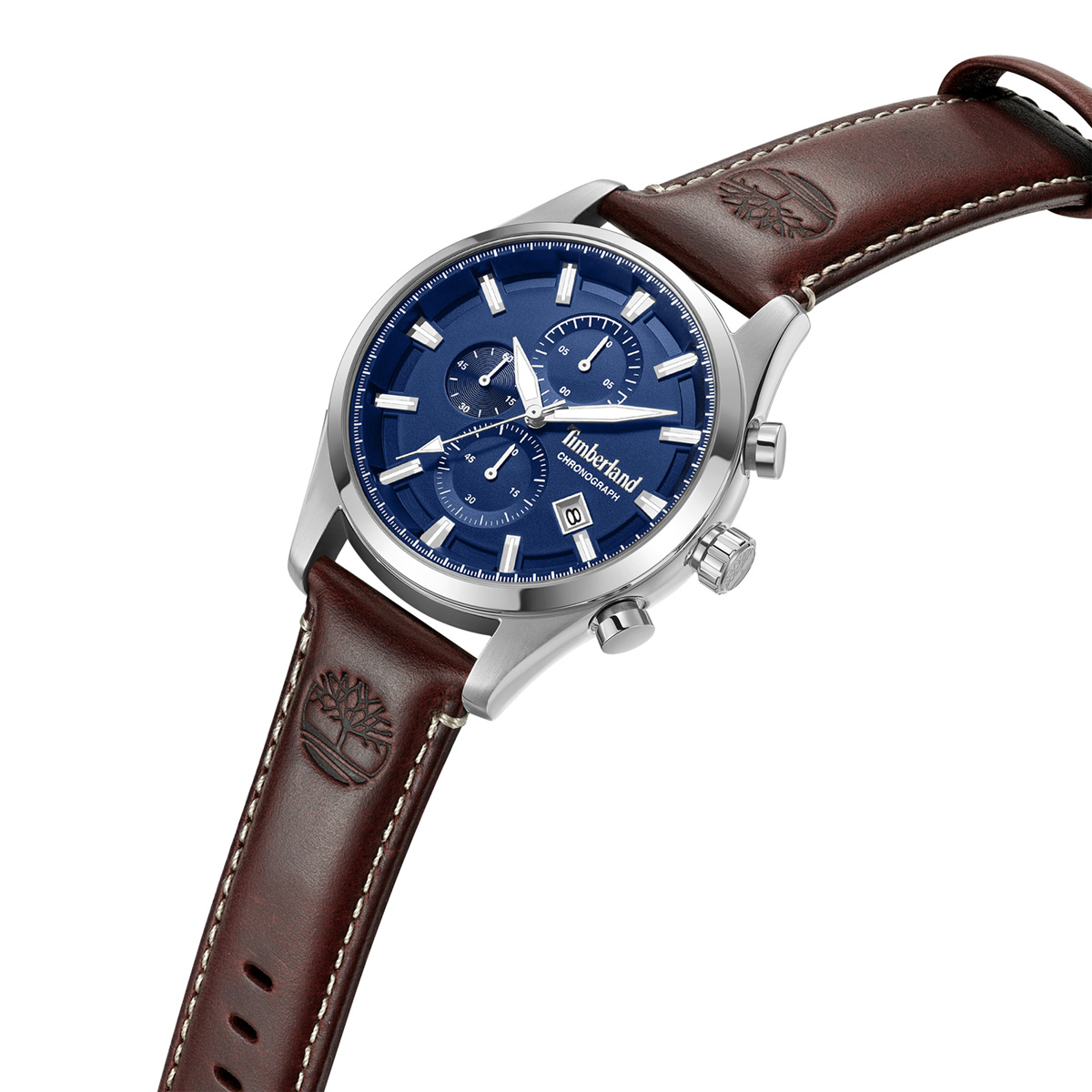 TIMBERLAND Ashmont Chronograph Blue Dial 46mm Silver Stainless Steel Brown Leather Strap TDWGC0109302 - 3