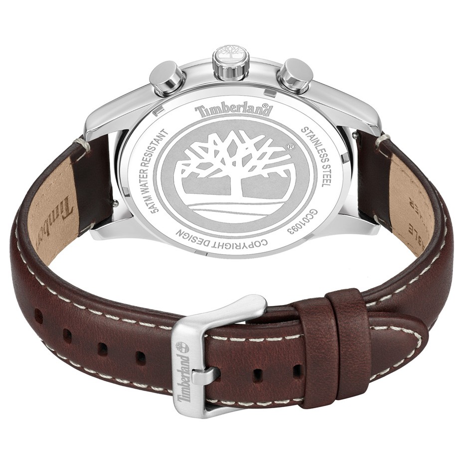 TIMBERLAND Ashmont Chronograph Blue Dial 46mm Silver Stainless Steel Brown Leather Strap TDWGC0109302 - 4