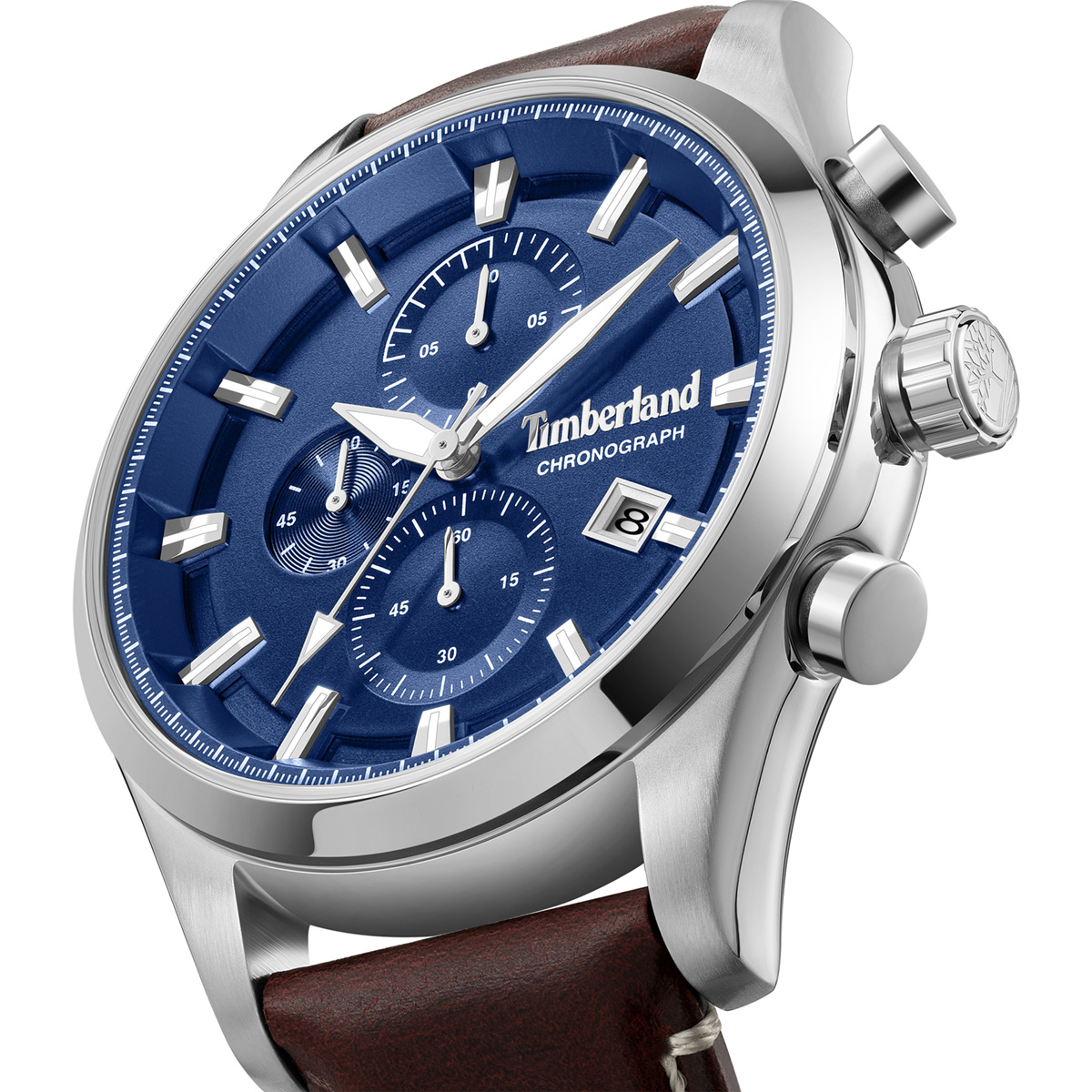 TIMBERLAND Ashmont Chronograph Blue Dial 46mm Silver Stainless Steel Brown Leather Strap TDWGC0109302 - 5