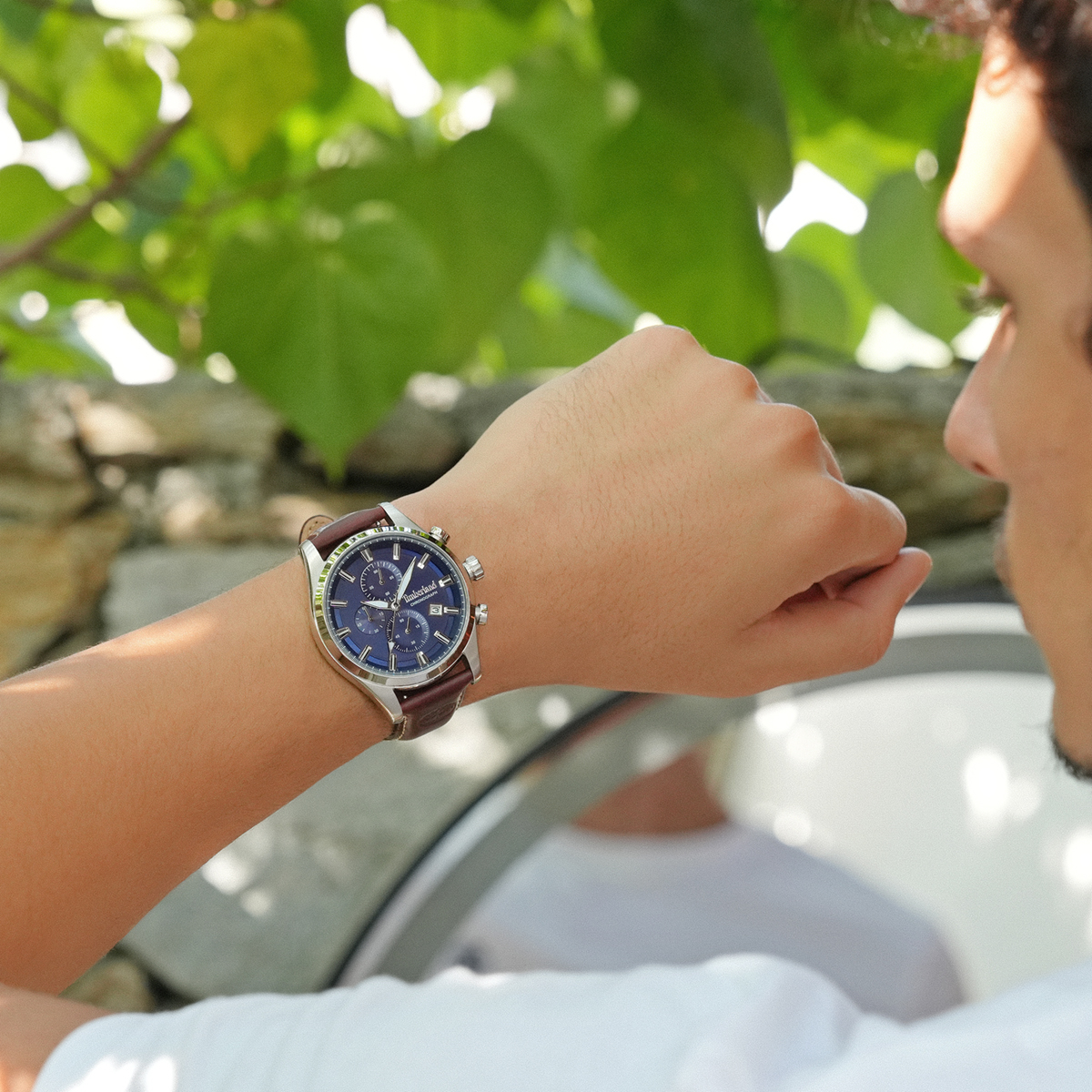 TIMBERLAND Ashmont Chronograph Blue Dial 46mm Silver Stainless Steel Brown Leather Strap TDWGC0109302 - 