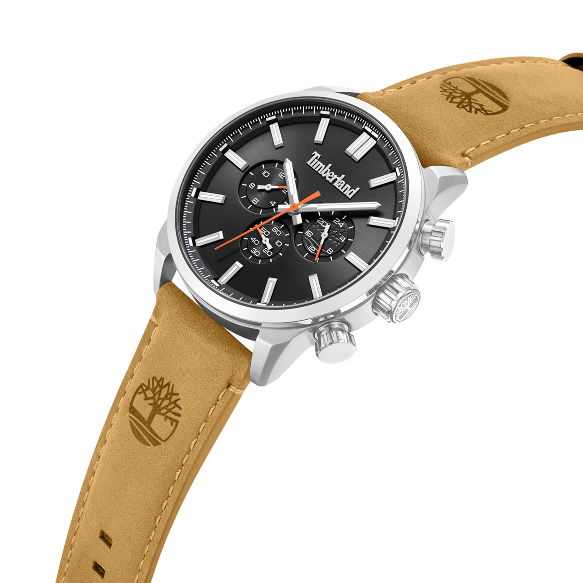 TIMBERLAND Henniker II Multifunction Black Dial 46mm Silver Stainless Steel Brown Leather Strap TDWGF0028701M - 