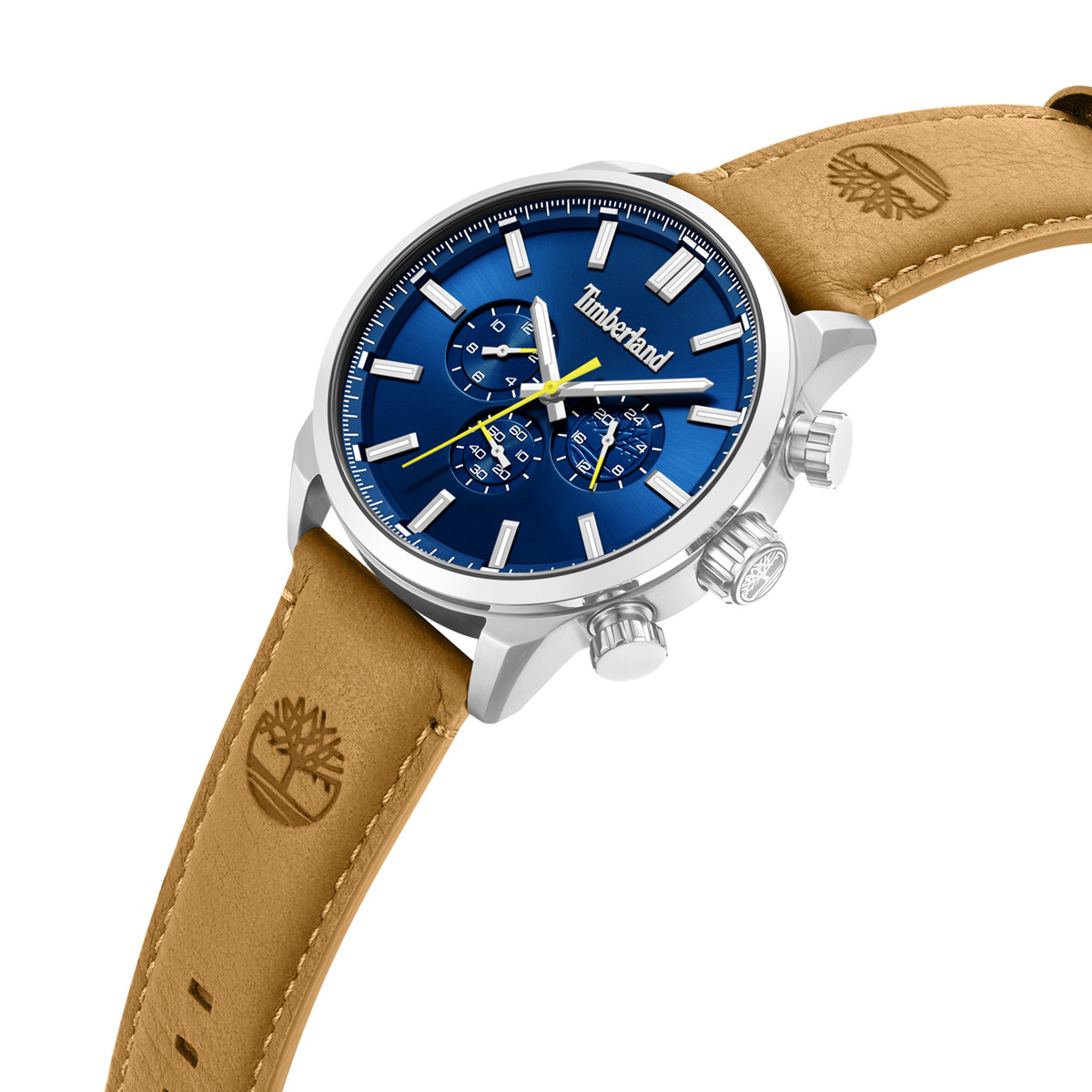 TIMBERLAND Henniker II Multifunction Blue Dial 46mm Silver Stainless Steel Brown Leather Strap TDWGF0028702M - 