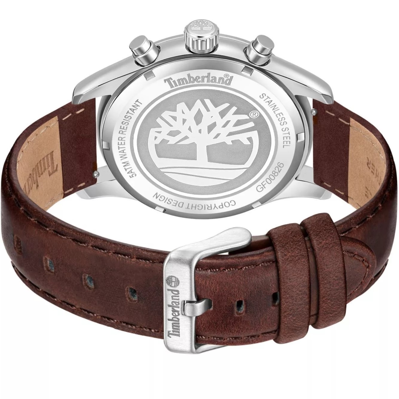 TIMBERLAND Ashmont Black Dial 44mm Stainless Steel Brown Leather Strap TDWGF0082601 - 4