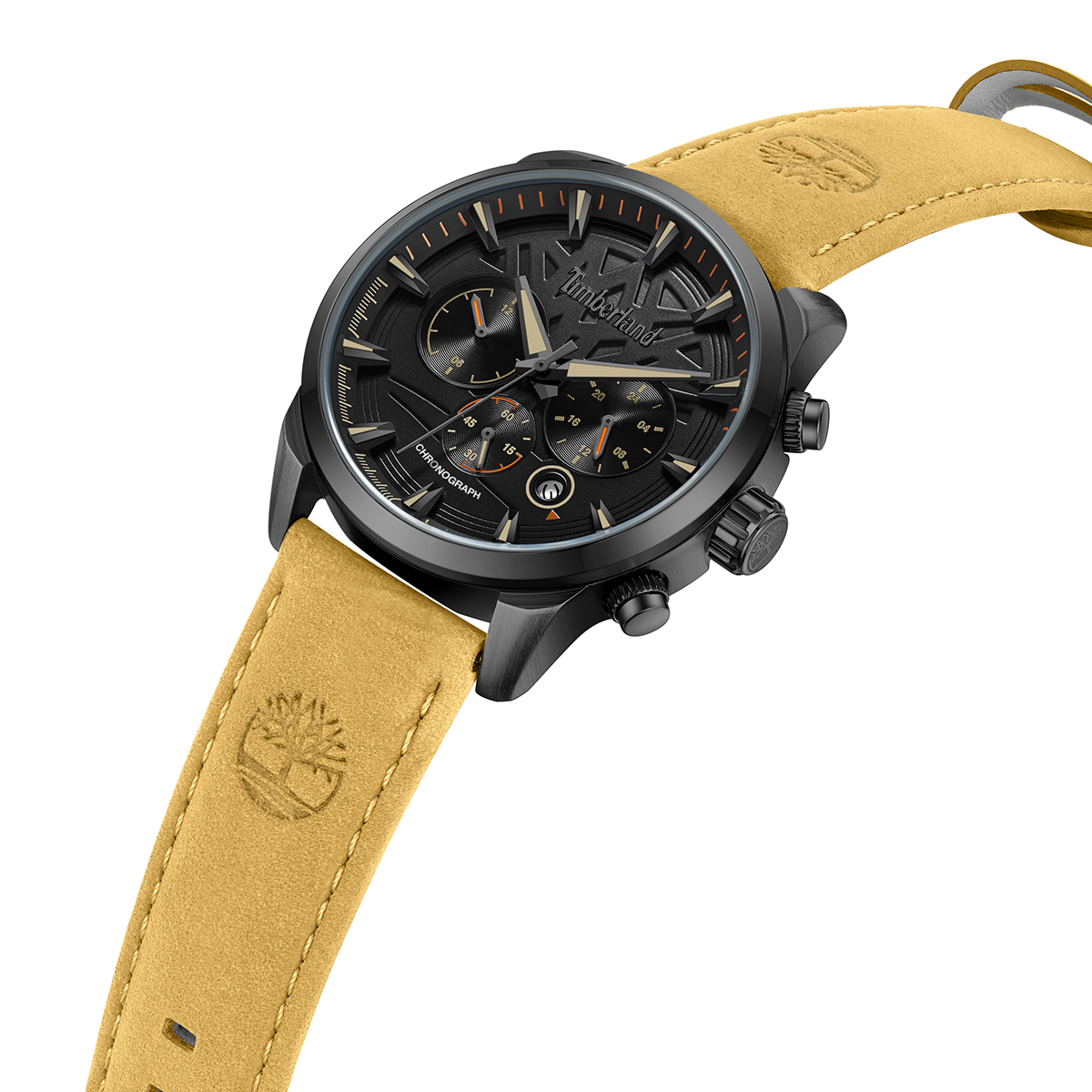 TIMBERLAND Henniker II Chronograph Black Dial 46mm Black Stainless Steel Beige Leather Strap TDWGF0095003 - 3