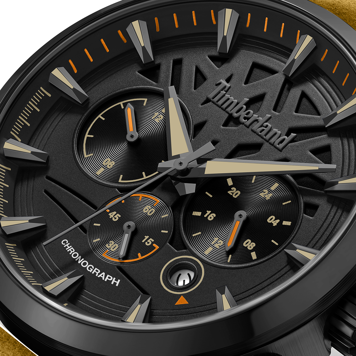 TIMBERLAND Henniker II Chronograph Black Dial 46mm Black Stainless Steel Beige Leather Strap TDWGF0095003 - 5