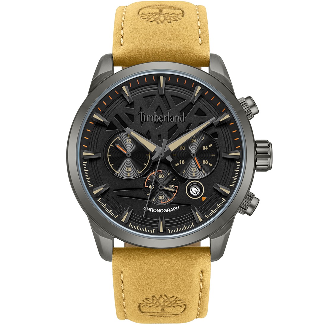 TIMBERLAND Henniker II Chronograph Black Dial 46mm Black Stainless Steel Beige Leather Strap TDWGF0095003 - 