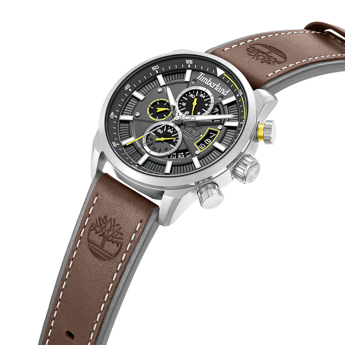 TIMBERLAND Calahan Chronograph Black Dial 46mm Silver Stainless Steel Brown Leather Strap TDWGF0095402 - 3