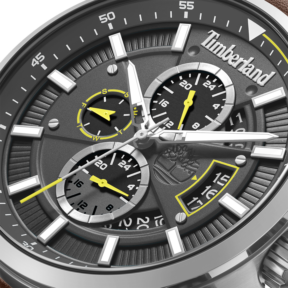 TIMBERLAND Calahan Chronograph Black Dial 46mm Silver Stainless Steel Brown Leather Strap TDWGF0095402 - 5