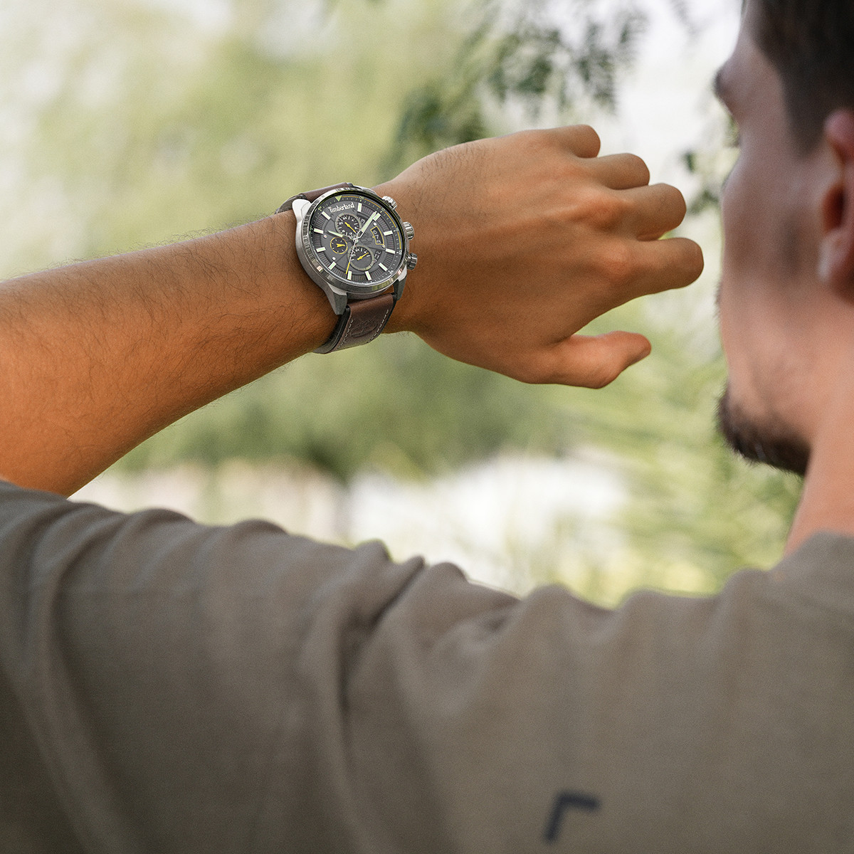 TIMBERLAND Calahan Chronograph Black Dial 46mm Silver Stainless Steel Brown Leather Strap TDWGF0095402 - 