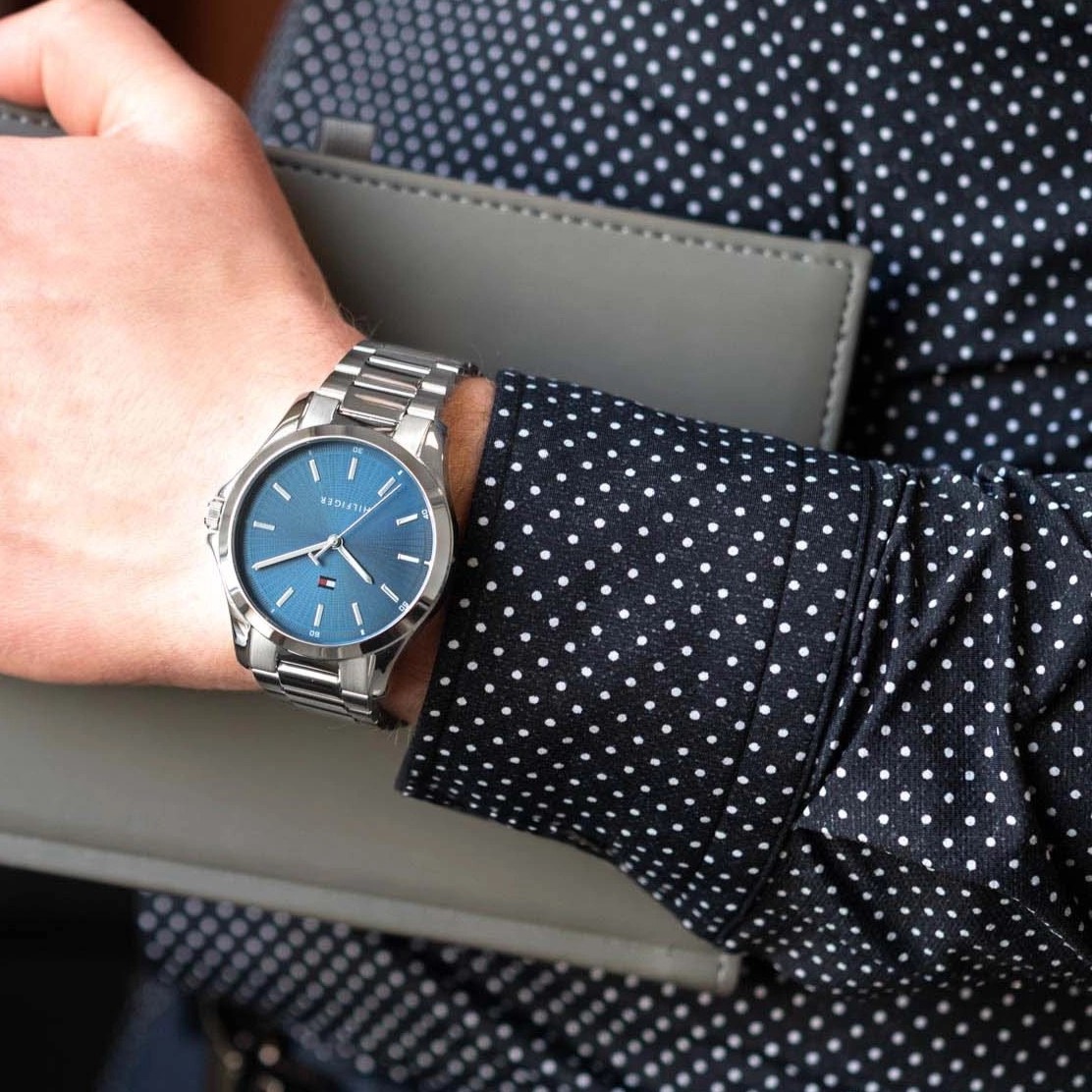 TOMMY HILFIGER Bruce Blue Dial 43mm Silver Stainless Steel Bracelet 1710670 - 5